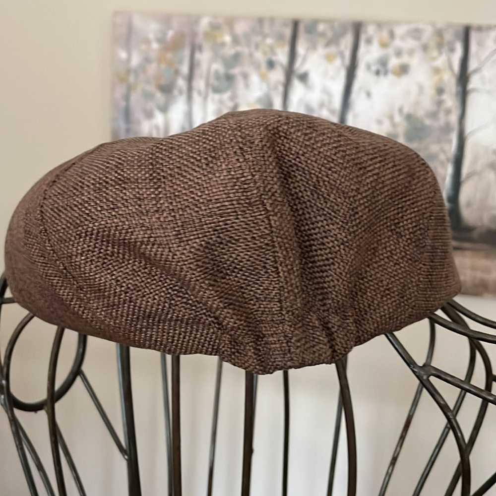 Authentic Linen Tweed Peaky Blinders Newsboy Cap Bright Color Orange Bill Button - Picture 3 of 11